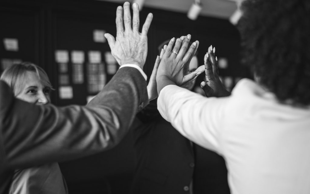 team, high-five, bonding